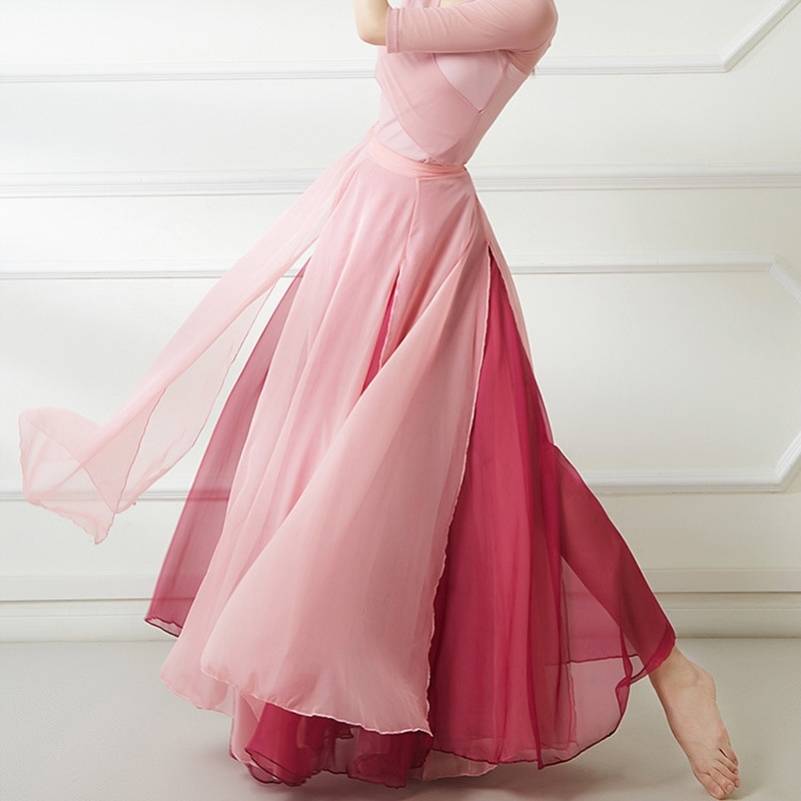 Modern dance skirt Chinese classical dance clothing female elegant adult ballet training chiffon high waist high waist big skirt