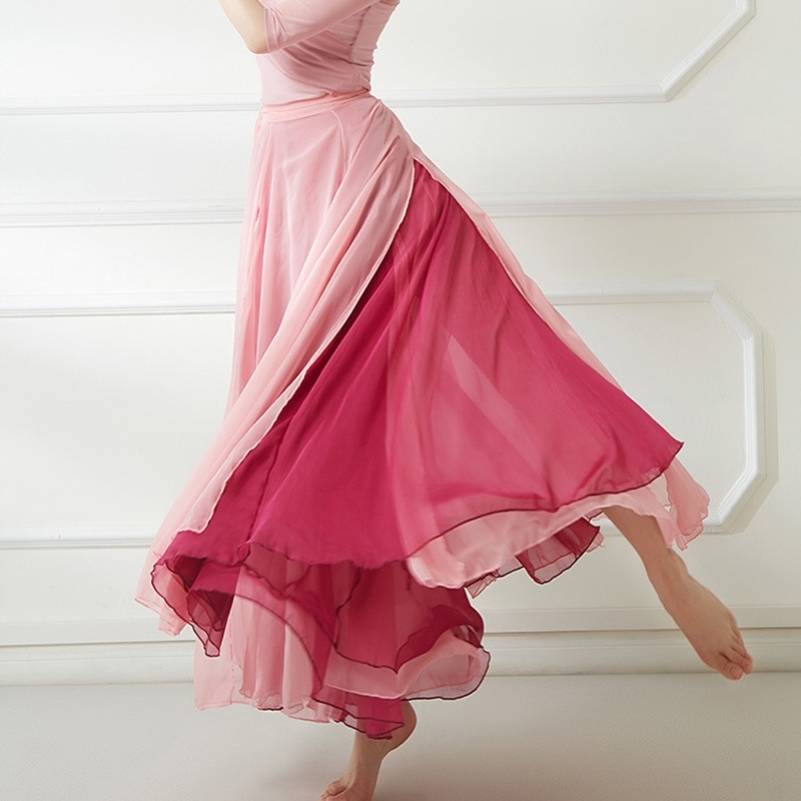 Modern dance skirt Chinese classical dance clothing female elegant adult ballet training chiffon high waist high waist big skirt