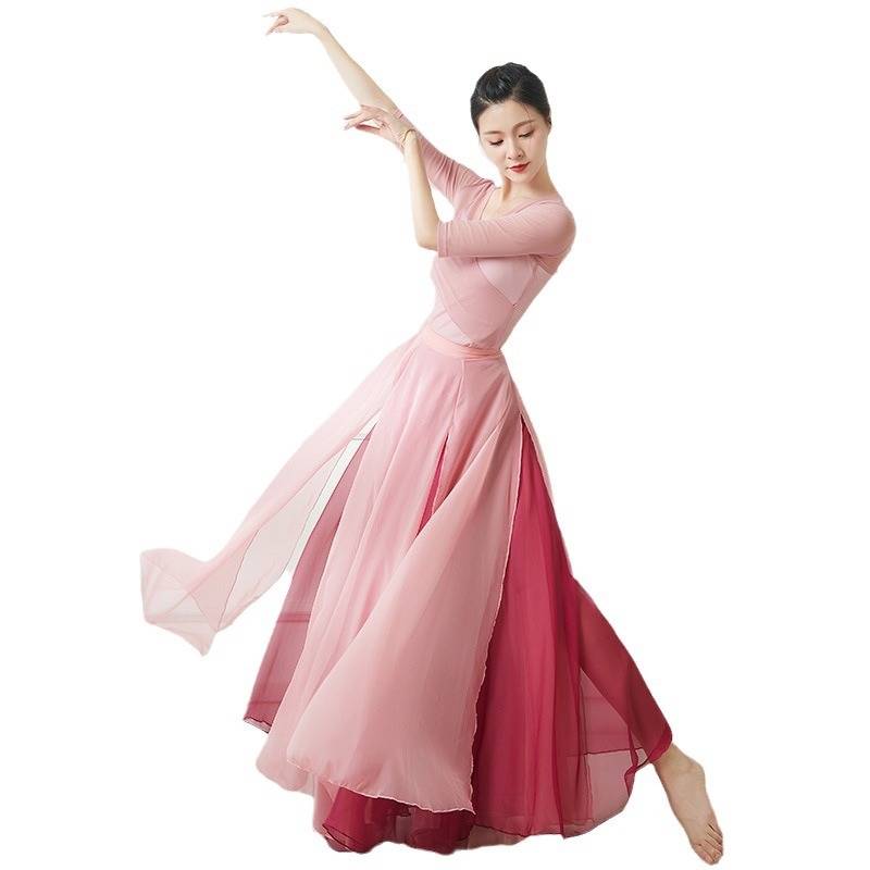 Modern dance skirt Chinese classical dance clothing female elegant adult ballet training chiffon high waist high waist big skirt
