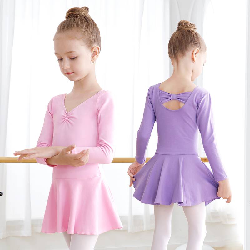 Children's dance practice service autumn and winter ballet skirt girl long -sleeved dance clothes children's base training body clothes dancing clothes