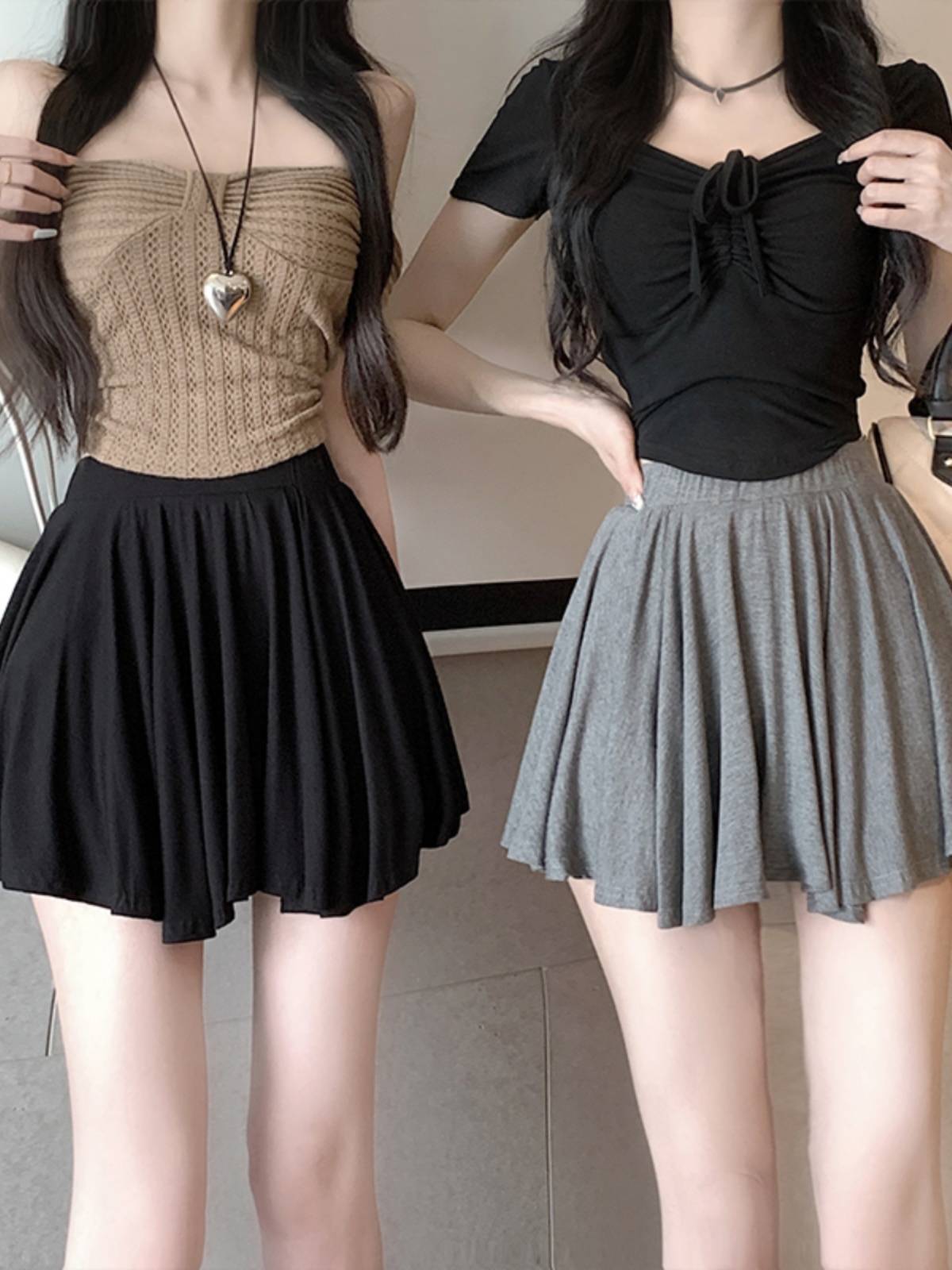 Ballet style pleated skirt female Xia Modal gray skirt puffed light skirt high waist high waist A -shaped skirt