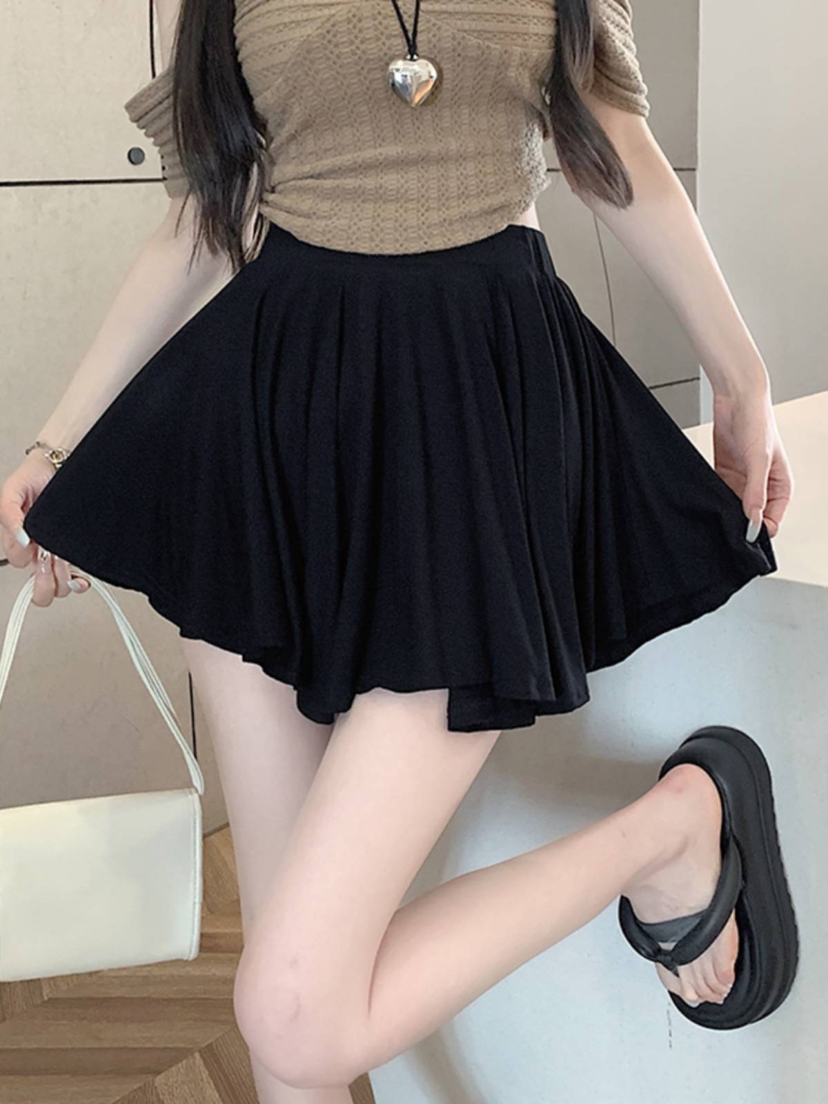 Ballet style pleated skirt female Xia Modal gray skirt puffed light skirt high waist high waist A -shaped skirt
