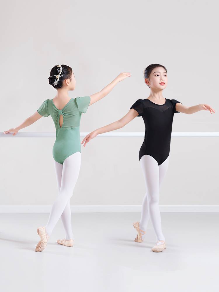 Children's dance service girl practice service summer short -sleeved buds sleeve sleeve Chinese dance ballet girl dancing body clothes