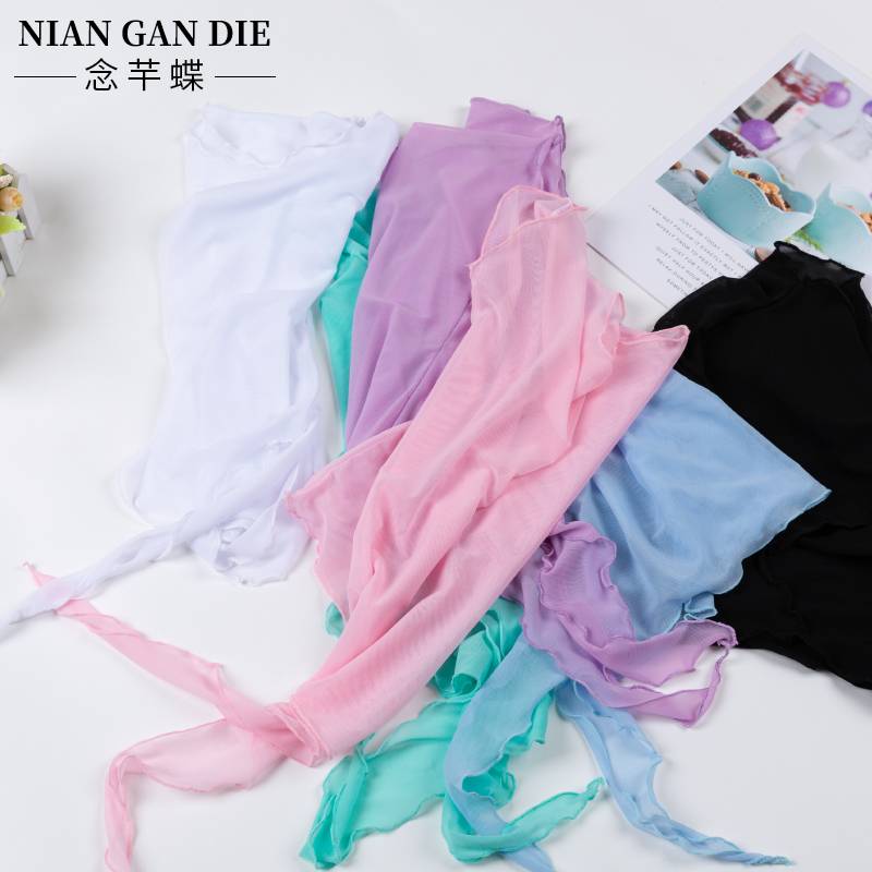 Children's dance gauze training exercise ballet dance jacket air -conditioning spring and summer girl net gauze blouse short sleeve top