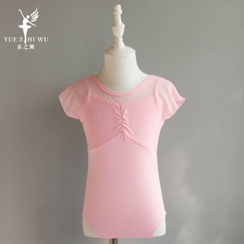 Children's dance clothing girls summer Chinese dance -shaped body clothes suspender training service short -sleeved pure cotton ballet puff skirt