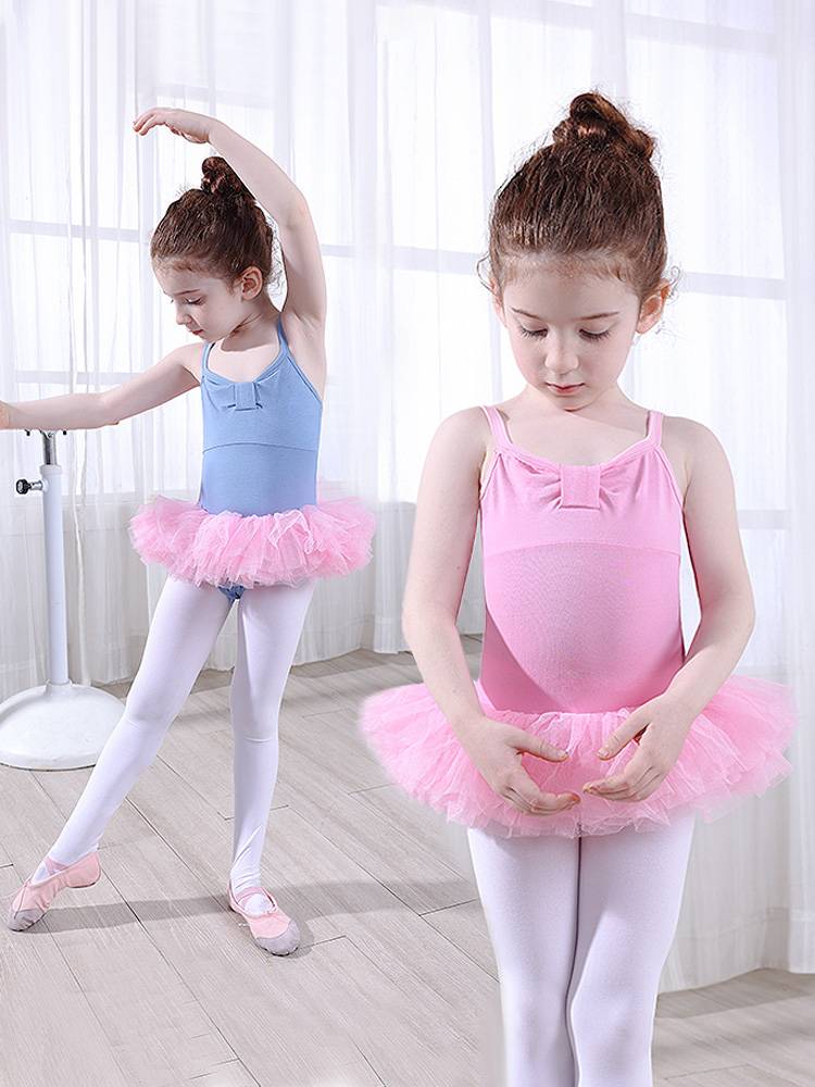 Children's dance service girl short -sleeved practice service children ballet skirt children's shape clothes Chinese dance dance clothes
