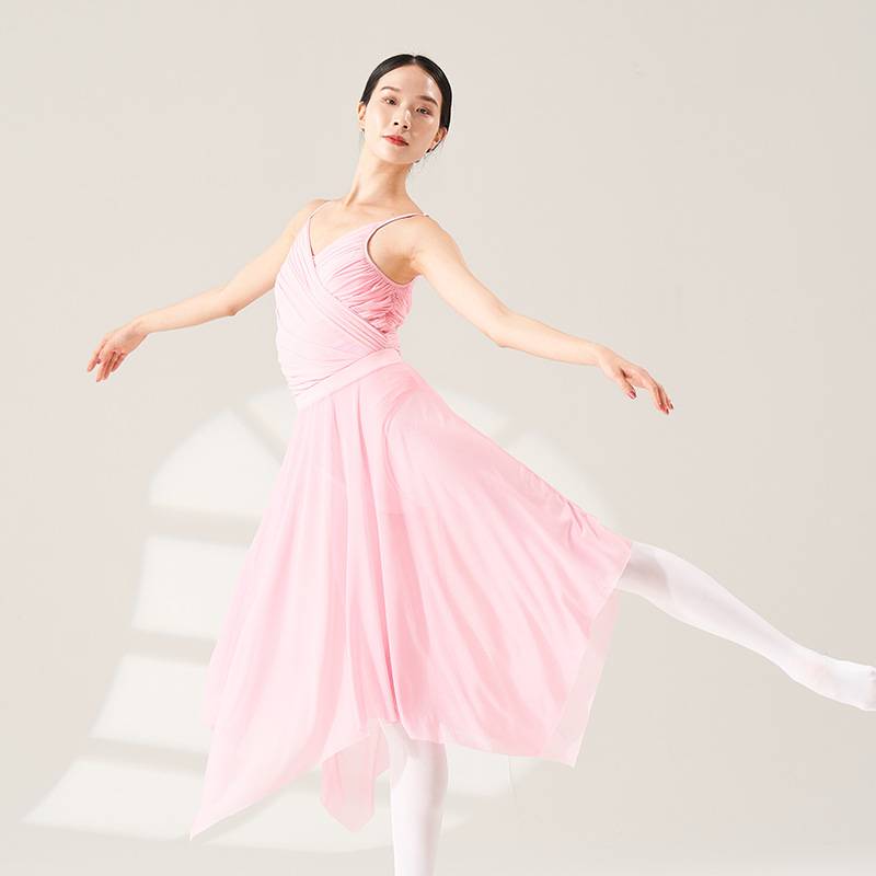 Ballet dance exercise gymnastic skirt shape, fairy clothes, Chinese dance spring and summer camisole, connecting body set