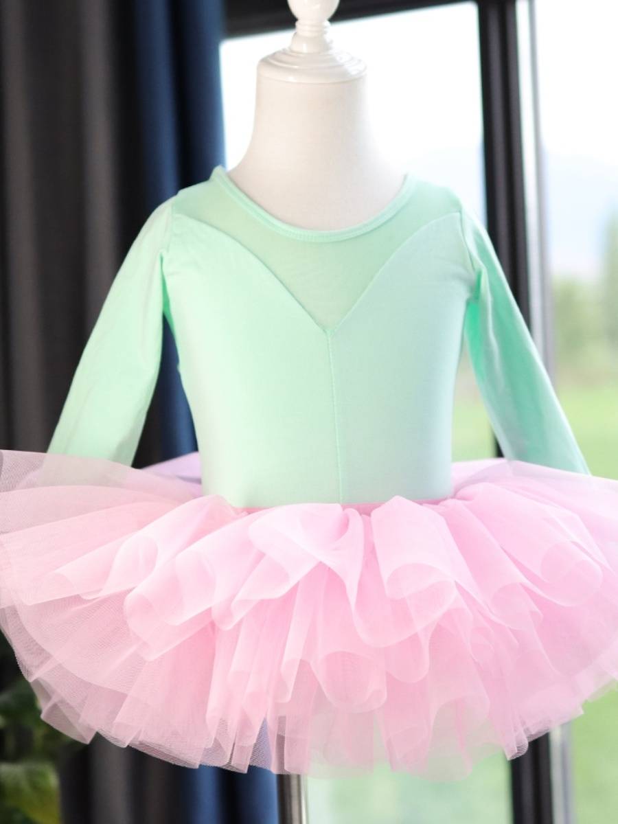 Children's dance service long -sleeved exercise girl Chinese dance ballet body girl test dancing gymnastics uniform set