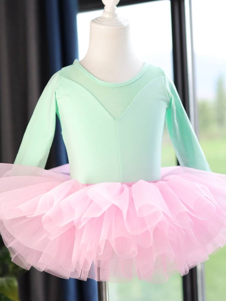 Children's dance service long -sleeved exercise girl Chinese dance ballet body girl test dancing gymnastics uniform set