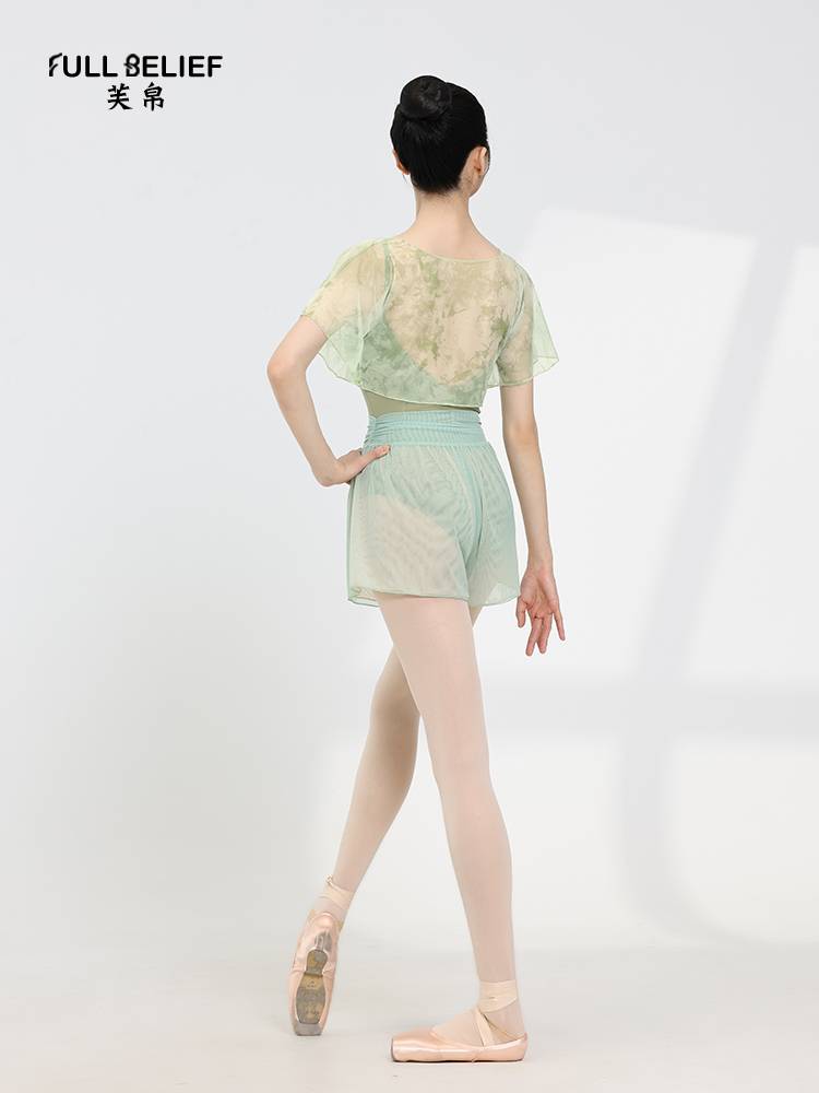 Fuyu dance clothes top lace gauze ballet dance jersey female adult performance clothing shape body exercise uniform