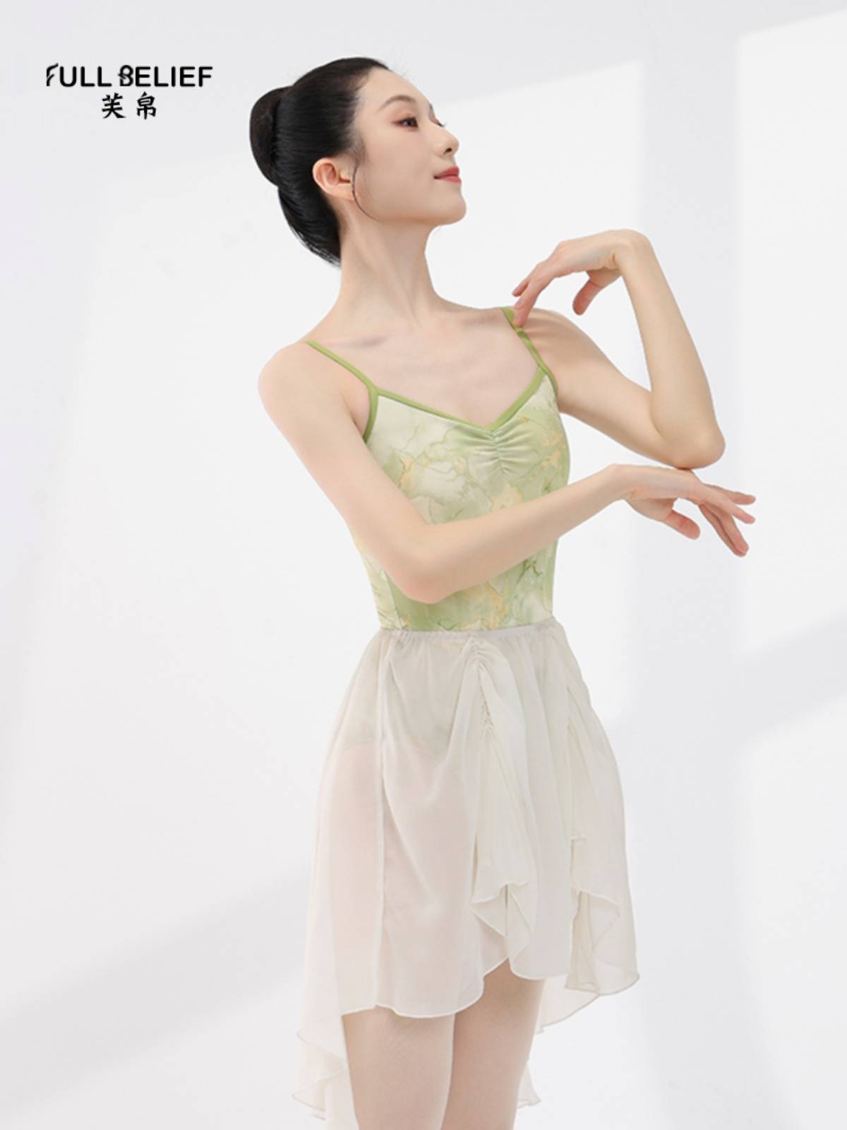 Fuxi practice service art test -shaped sports service base training conjoined ballet clothing printing print color adult female suspender