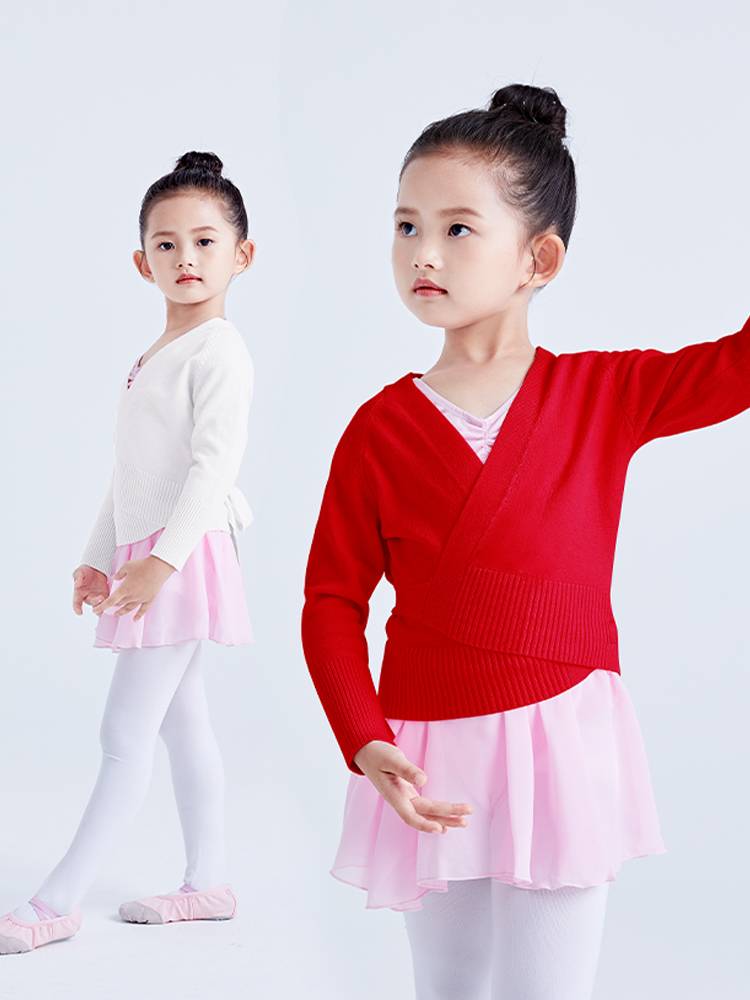 Children's dance service female sweater outer set spring girl ballet exercise dancing dancing children to warm the long sleeves with long sleeves