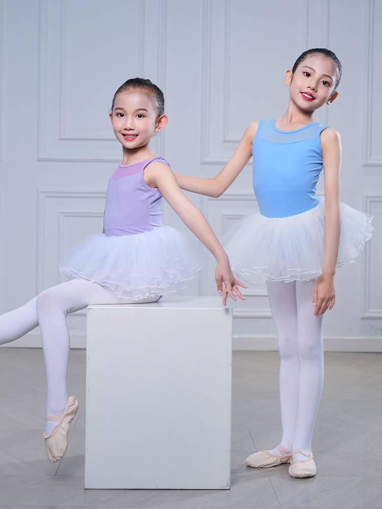 Summer girls Chinese dance service ballet exercise -level body clothes puffy skirt gymnastics uniform shorts suits