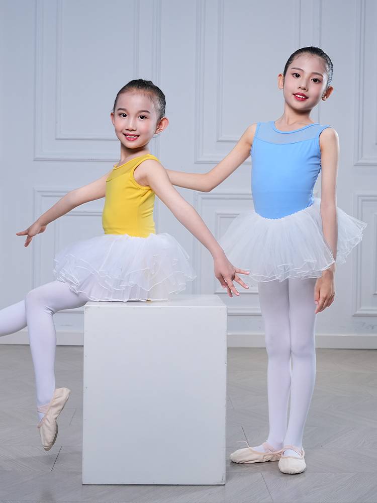 Summer girls Chinese dance service ballet exercise -level body clothes puffy skirt gymnastics uniform shorts suits