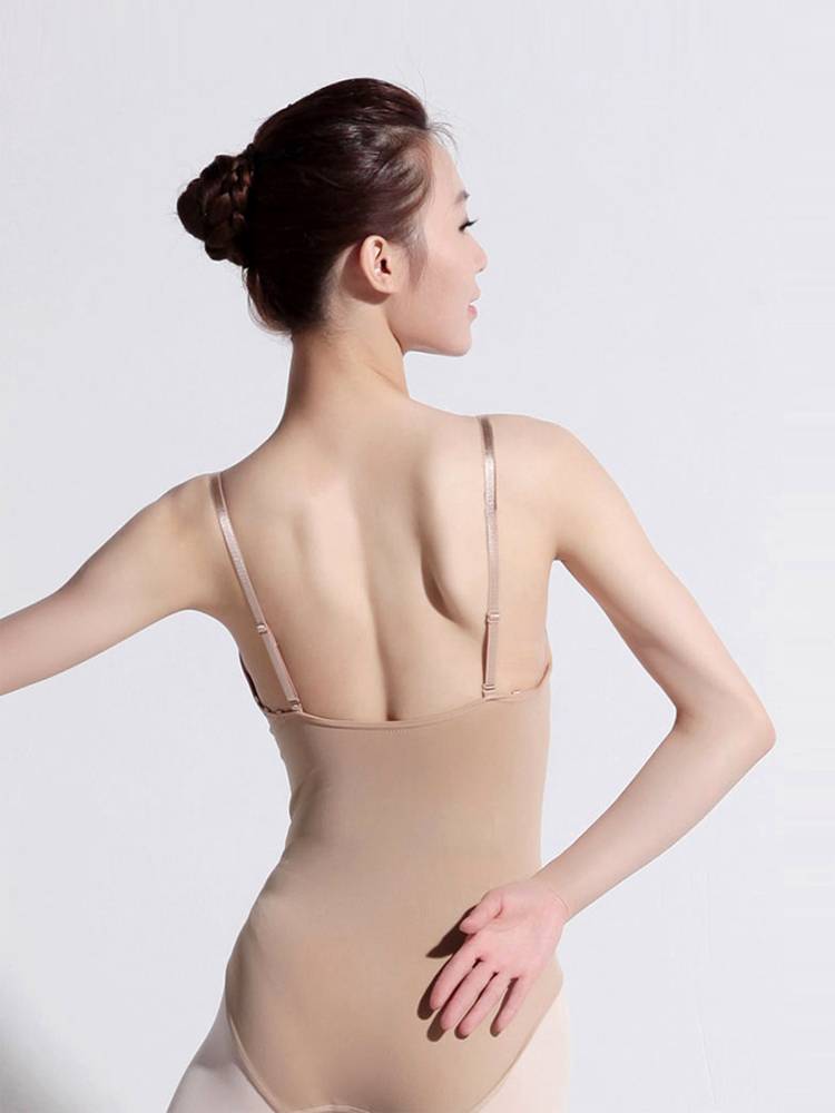 Little Jasmine grabbing the ballet dance exercise gymnastics clothes dance dance base clothing meat color suspender performance