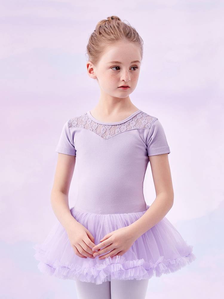 Dance practice service children's girls and girls in spring and summer children's short -sleeved ballet skirt Chinese dance clothing dancing gymnastics uniforms