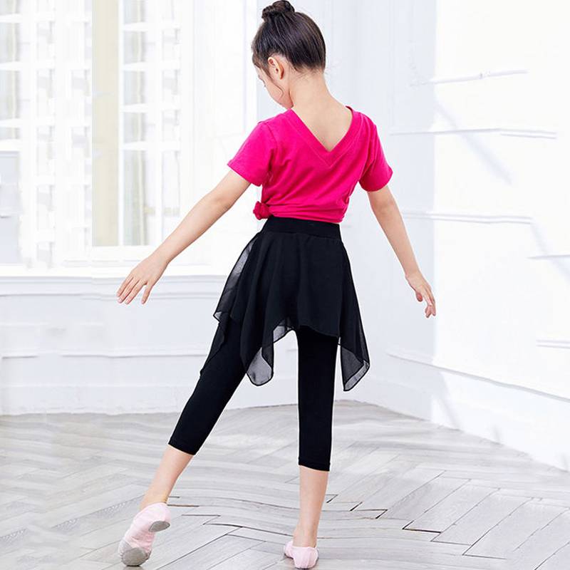 Children's dance service girl spring and autumn black dance pants girls high waist practice tight pants ballet pants skirt pants
