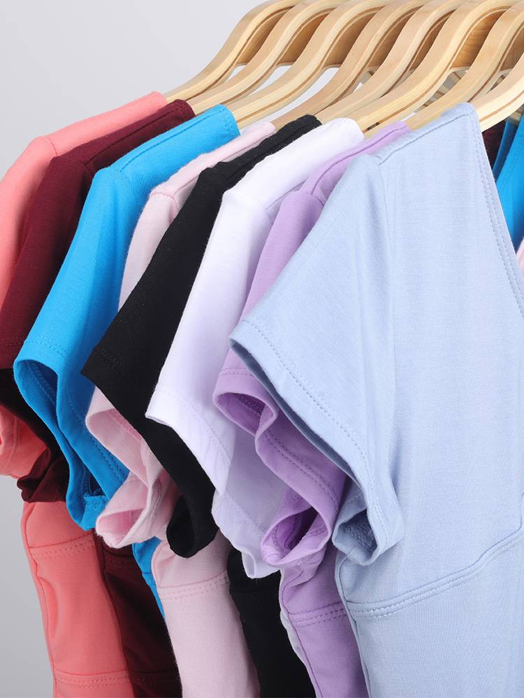 Ballet dance clothing top female practice clothes tight V -neck adult summer short -sleeved clothing gymnastics, white T -shirt