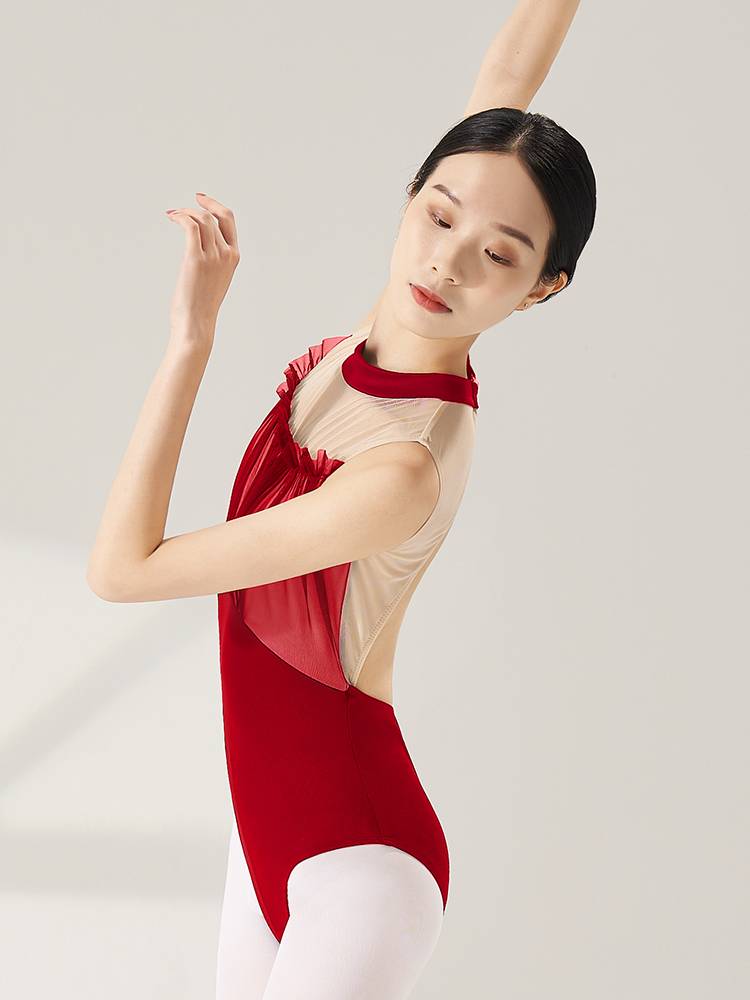 Gymnastics clothing female ballet exercise conjoined dancing clothes Chinese mentor shape adult suspension art test net yarn