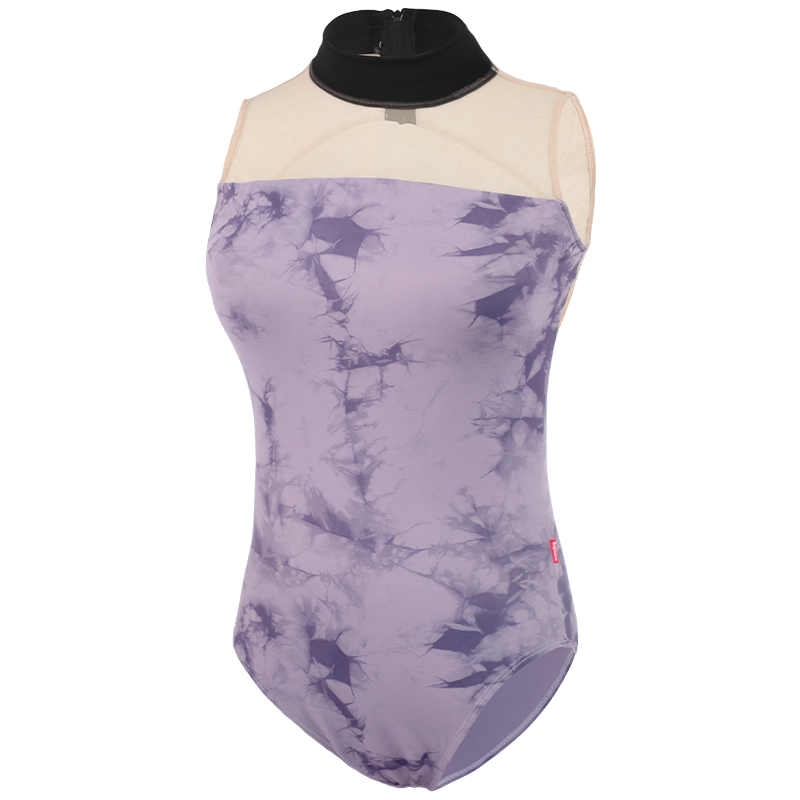 Adult ballet dance clothing female summer exposed training uniforms, collar, test -shaped sports, printed one -piece dancing clothes