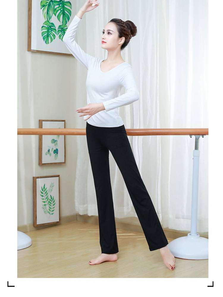 Dance practice service professional girl ballet short -sleeved round neck set black adult classical body training top