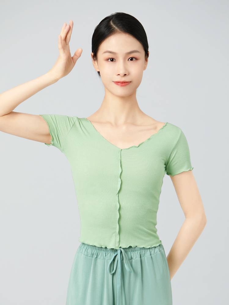 Dance service top female short -sleeved modern dance clothing adult ballet exercises