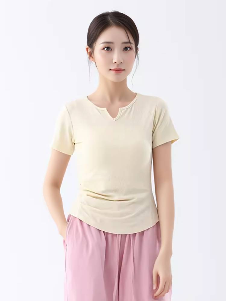 Dance practice service short -sleeved female slim professional classical ballet modern dance -shaped new models are thin Chinese dance top