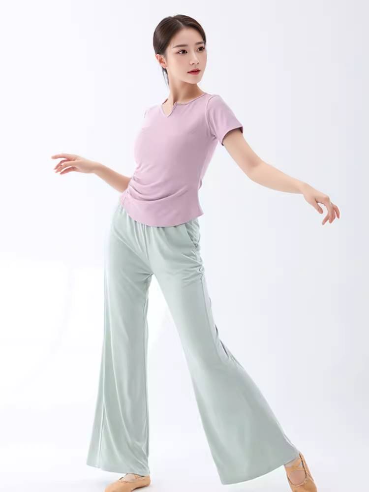 Dance practice service short -sleeved female slim professional classical ballet modern dance -shaped new models are thin Chinese dance top