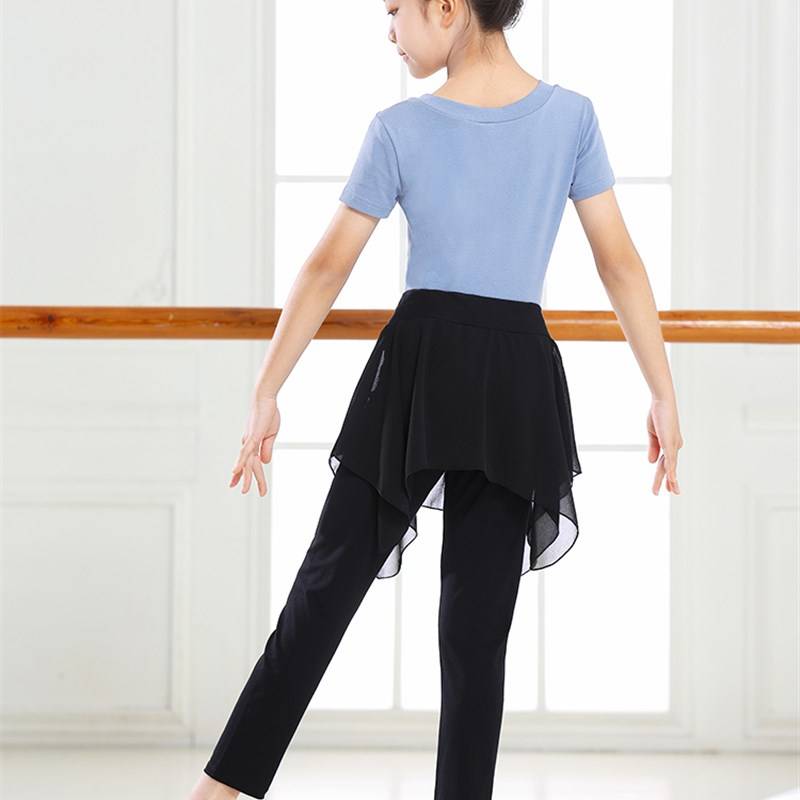 Children's ballet dance exercise uniforms Set Chinese dance service girl summer short -sleeved dancing dance dance clothes top