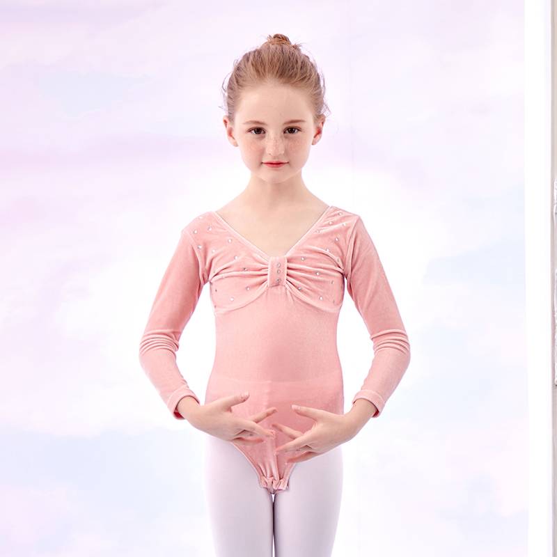 Spot children's dance clothing girl dancing clothes spring u autumn long -sleeved ballet skirt practice service connecting examination service