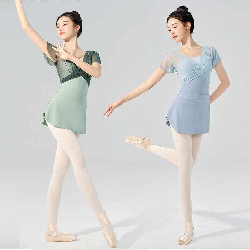 Spot ballet dance exercise female summer short -sleeved adult dance service girl art gymnastics cloth Y shape classical