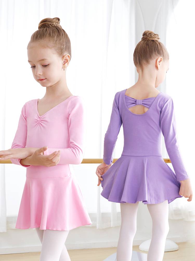 Children's dance training service summer ballet skirt girl short -sleeved dance clothes children's base training body clothes dancing clothes