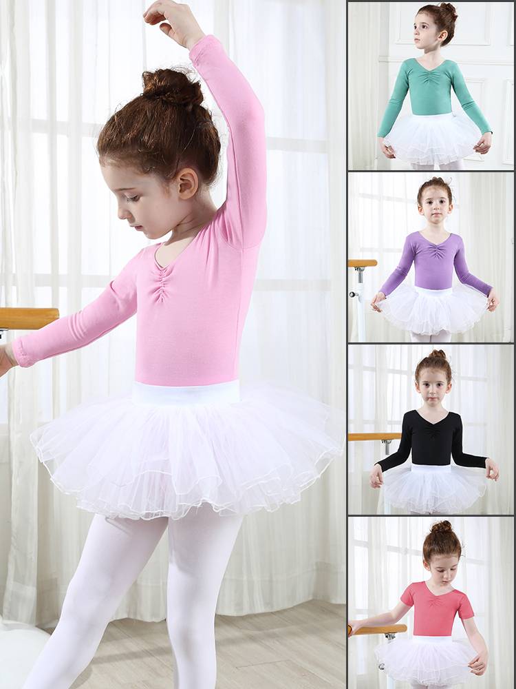 Children's dance clothing practice service girl ballet skirt young children's art test sportswear children's clothing conjoined
