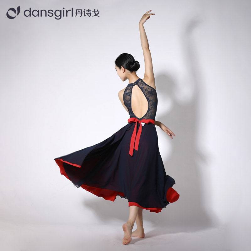 Dan Shig ballet dance service performance service gymnastics uniforms, conjoined stitching net gauze yoga clothes