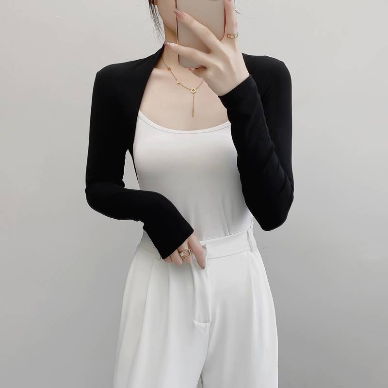 Dance Kan shoulder top female ballet dance top gymnastics clothes outside with shawl yoga clothes fitness cover dance clothes