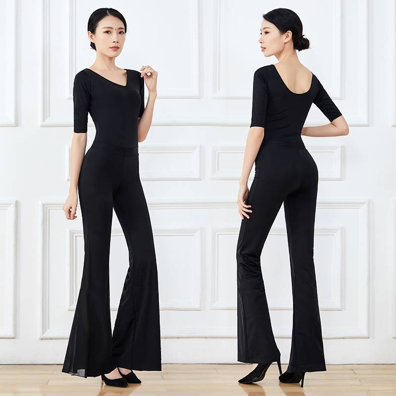 Plant training clothing women's etiquette training catwalk spleeting elegant V -neck big flared pants dance practice suit suit