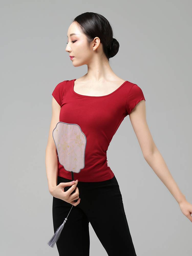 Zhongai Dance Garden Dance Dance Dance Function Services Slim Short -sleeved Fang Ling Ballet Adult Female Chinese Training Dance top