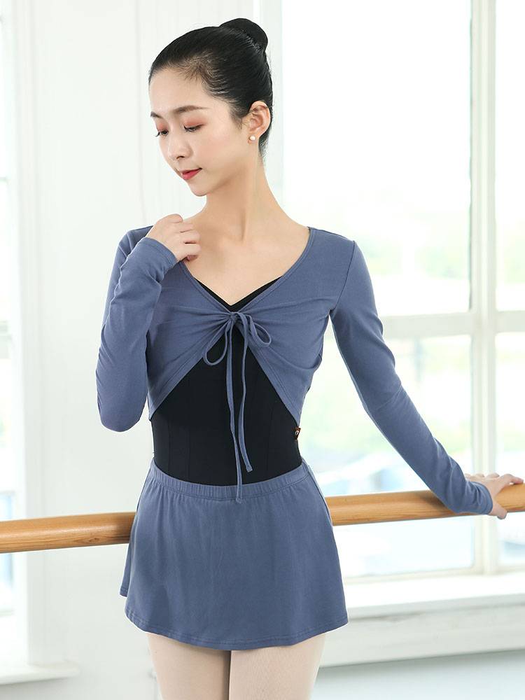 Little jasmine dance clothing top female autumn short long sleeve ballet exercise uniform adult body gymnastics uniform