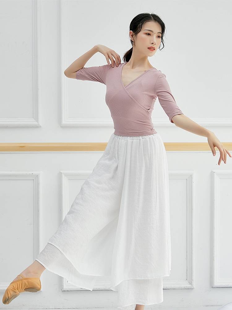 Modern dance female adult dance practice service Latin ballet classical dance skills test -shaped dress slim sleeve top