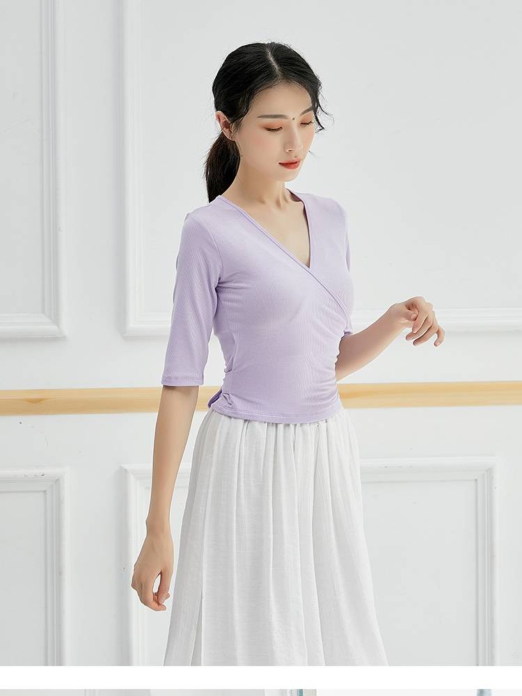 Modern dance female adult dance practice service Latin ballet classical dance skills test -shaped dress slim sleeve top