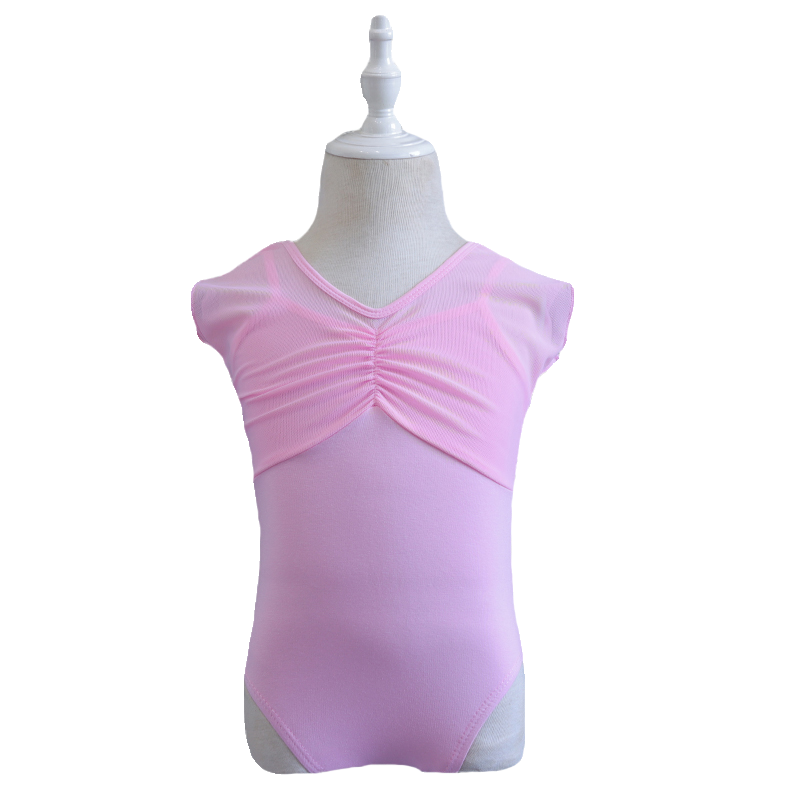 Children's dance service girls practice girls girls summer short -sleeved ballet connecting body shape