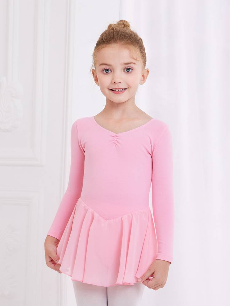 Dance service children and girls in autumn and winter long -sleeved children girl dancing skirt test conjoined Chinese dance ballet skirt