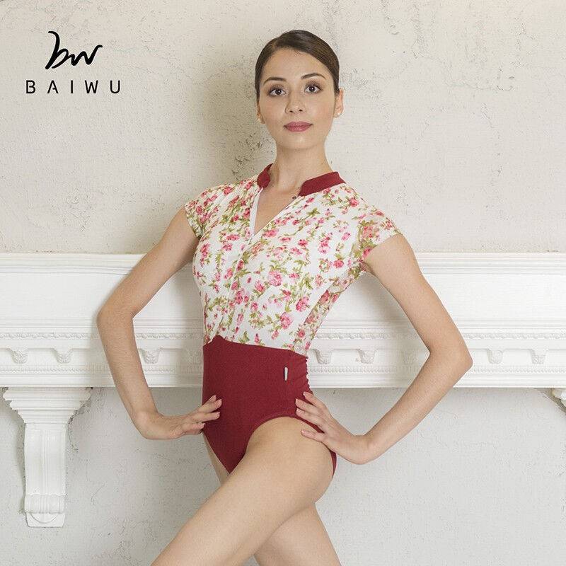Ballet Chinese collar print lace stitching high -span body dance body practice service female adult 117141048
