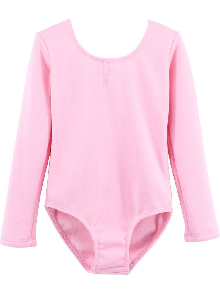 Children's dance clothing autumn and winter plus velvet thickened exercise girl pink ballet test conjoined dress dance clothing