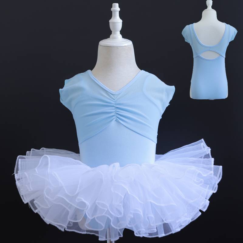 Children's dance service girl practice service summer baby ballet performance service kindergarten suspender gymnastics uniform open crotch