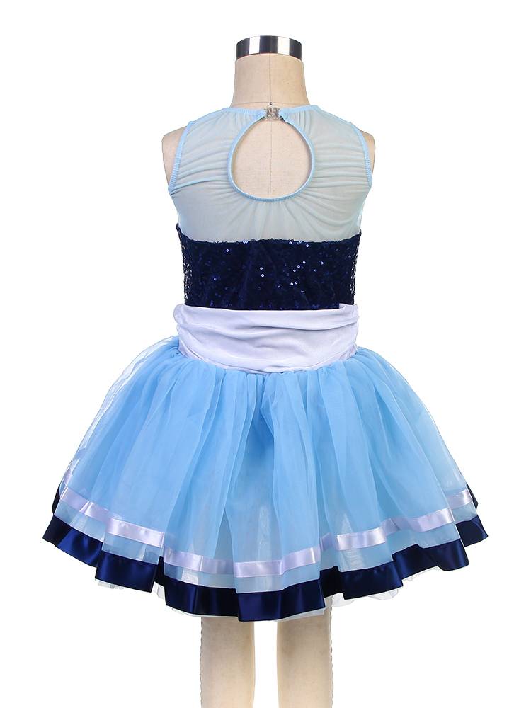 Ballet performance service children's dark blue professional dance clothing short skirt competition puffed skirt sequin ballet tutu skirt