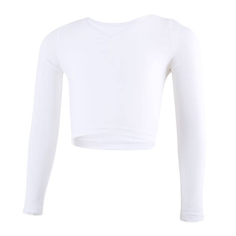 Factory selling children's ballet tops M girl dance service practice clothes, drawing rope, hood, small jacket, long -sleeved white girl
