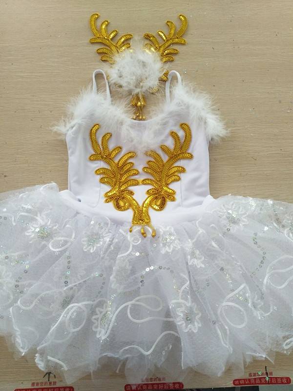 Girls' Little Swan Dance Performance, Children's Studius Costume Ballet Dance, Children White Skirt Princess Princess Puff