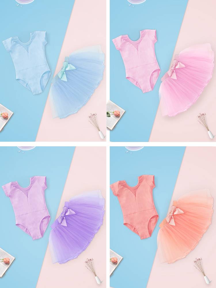 Children's dance clothing summer short -sleeved girl ballet body exercise uniform suit