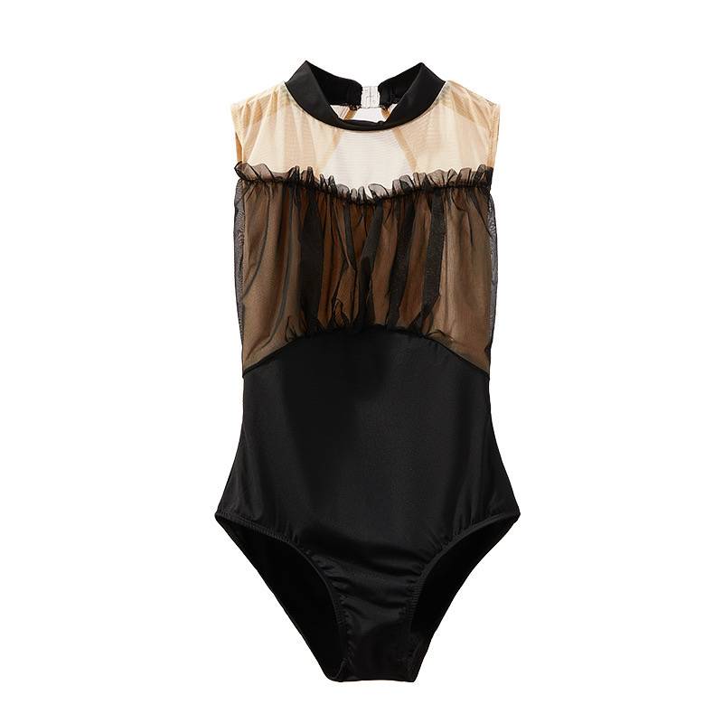 Ballet dance practice service female adult net gauze stitching high -shaped body uniform sleeveless art test connecting training gymnastics uniforms